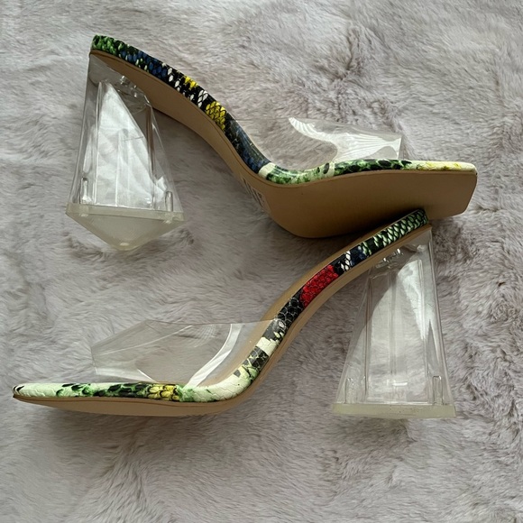 NEW YORK & COMPANY Heather Multi Color Clear Block Heel Mules Size 7 NWOB - Picture 4 of 7